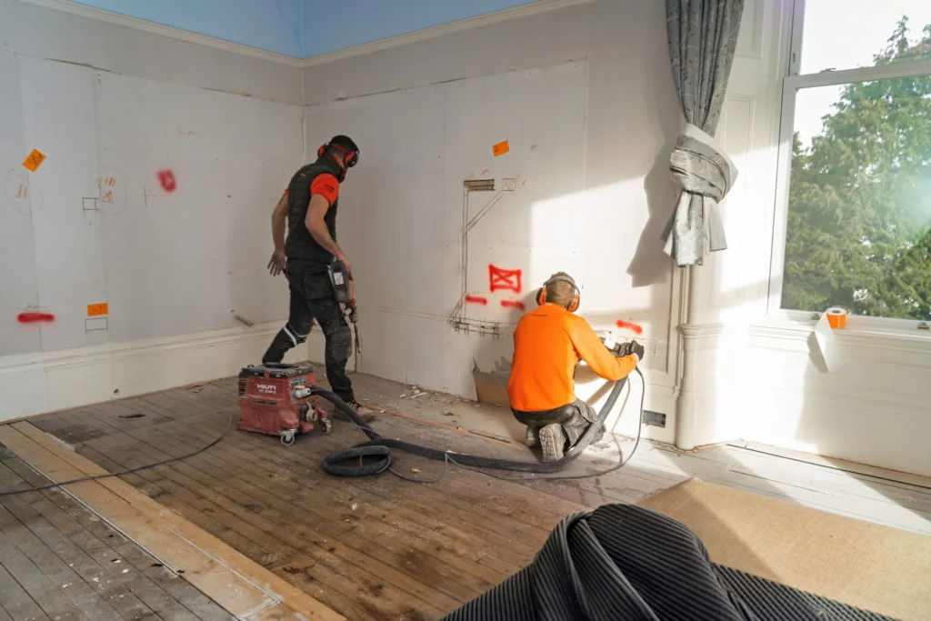 rewire electricians cutting wiring path